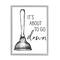 Stupell Industries About To Go Down Phrase Humor Toilet Plunger in Gray Frame Wall Art